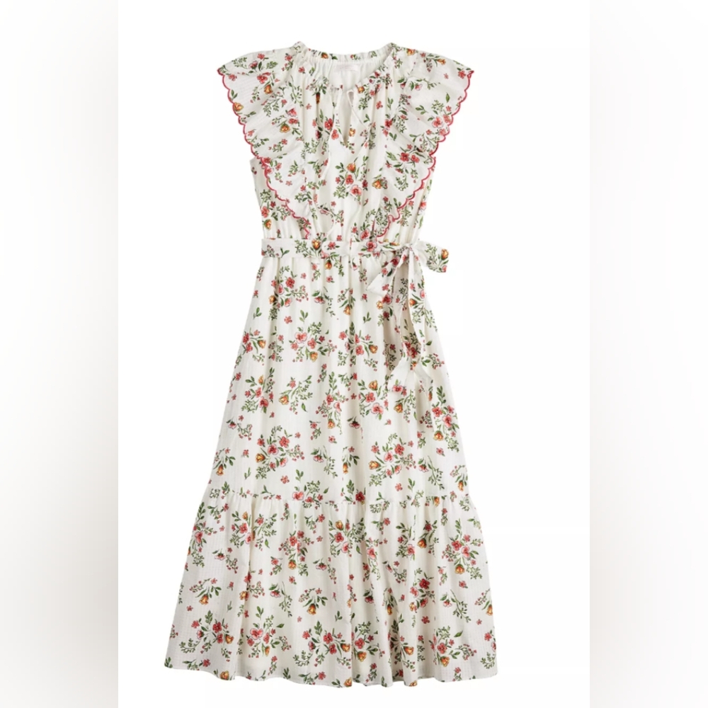 Women's LC Lauren Conrad Scalloped Ruffle Sleeve Midi Dress Plus Size 4X Floral